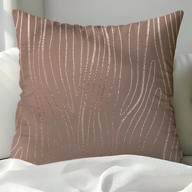 Rose Gold Wood Grain Abstrakt Luxe Glam Kissen (Von Creator hochgeladen)
