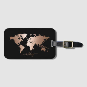 Rose Gold World Map Gepäckanhänger
