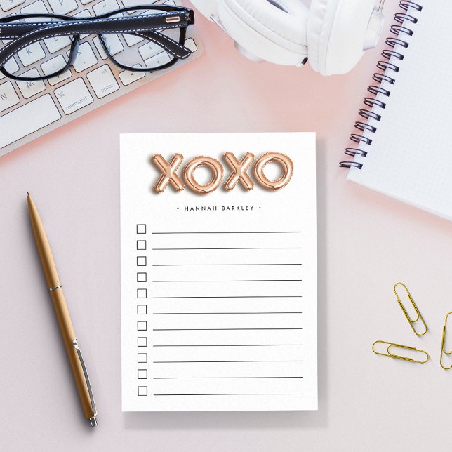 Rose Gold XOXO | Personalisiert zu erledigende Lis Post-it Klebezettel (Von Creator hochgeladen)