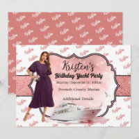 Rose Gold Yacht Party Geburtstag Einladung