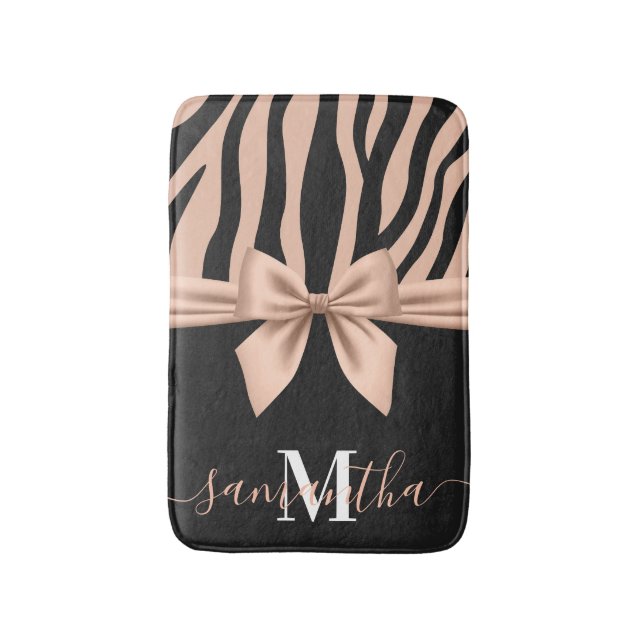 Rose Gold Zebra Print Badematte (Vorderseite Vertikal)