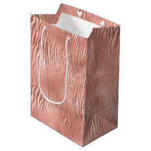 Rose Gold Zebra Print Mittlere Geschenktüte