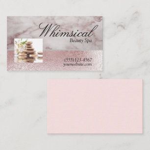 Rose Gold Zen Rocks Marmordesign Schönheit Wellnes Visitenkarte