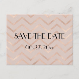 Rose Gold Zickzack Hochzeit Speichern Sie das Datu Ankündigungspostkarte