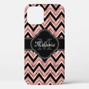 Rose Gold Zickzack Muster Schwarz-weiß Monogramm Case-Mate iPhone Hülle