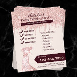 Rose Gold Zuhause Cleaning House Behalte Service Flyer<br><div class="desc">Moderne Rose Gold Glitzer Tropfen Zuhause Cleaning House Behaltend Service Flyer.</div>