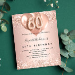 Rose Goldballons zum 60. Geburtstag<br><div class="desc">Für einen eleganten 60. Geburtstag. Eine Rose Gold Imitate metallisch aussehend Hintergrund. Mit Rose Gold dekoriert,  glänzen rosa Imitate,  Glitzern und Ballons. Personalisieren und fügen Sie einen Namen und Party-Details. Der Name ist mit einem handgeschriebenen Stil Skript geschrieben,  Nummer 60 mit ballon Stil Schriftart.</div>