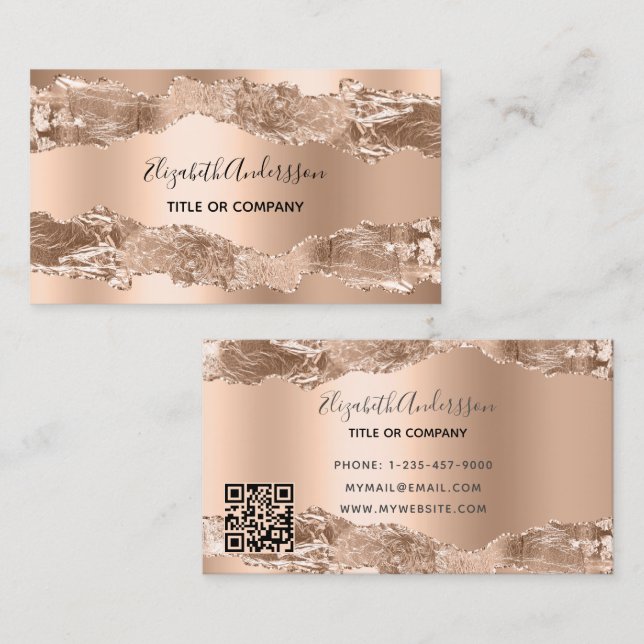 Rose Goldbarren-QR-Code Visitenkarte (Vorne/Hinten)