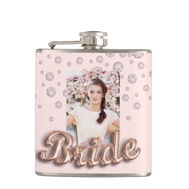 Rose Goldbarsche Diamanten Bachelorette Flachmann (Vorderseite)