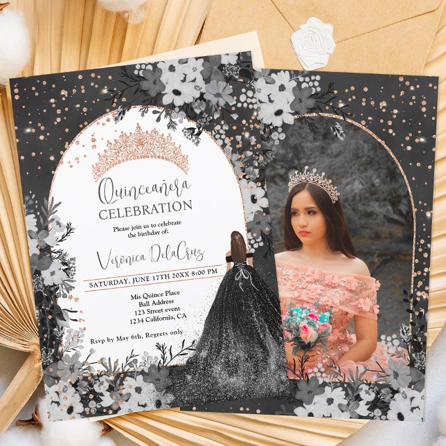 Rose Goldbarsche Titara Prinzessin Quinceanera Einladung (Von Creator hochgeladen)