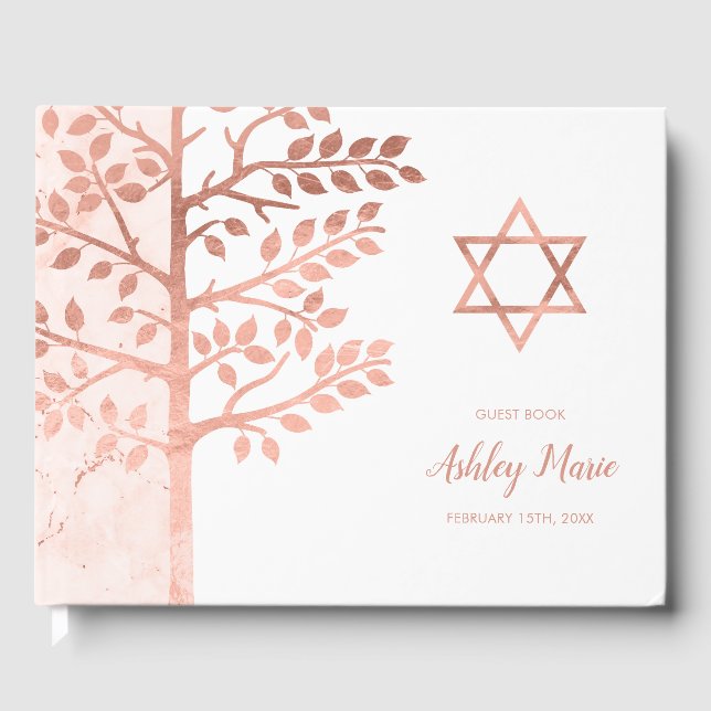 Rose Goldbaum des Lebens Bat Mitzvah Gästebuch (Vorderseite)