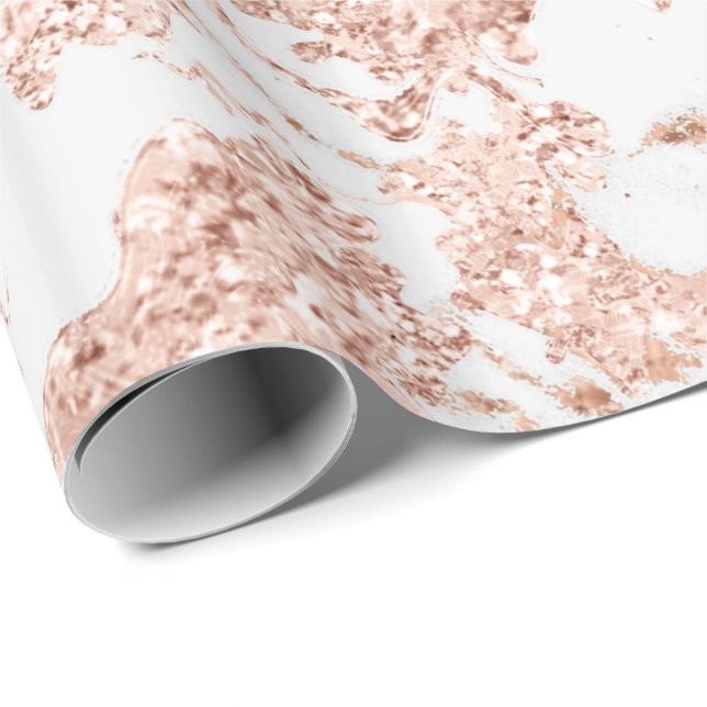 Rose Goldblase geschmolzener Glitzer Braun Marmor  Geschenkpapier (Rolleneckpunkt)