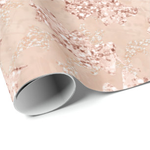 Rose Goldblättern Kupfer Glitzer Bride Geburtstag Geschenkpapier