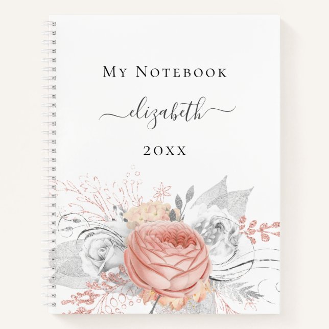 Rose Goldblättriger Silberblättriger Blattgold Wei Notizbuch (Vorderseite)