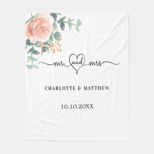 Rose Goldblumengrün mehr Herz Hochzeit Fleecedecke