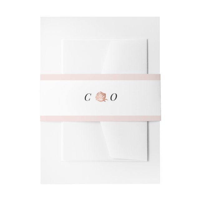 Rose Goldblumenmonogramm Minimalistische Hochzeit Einladungsbanderole (Vorderseite Beispiel)