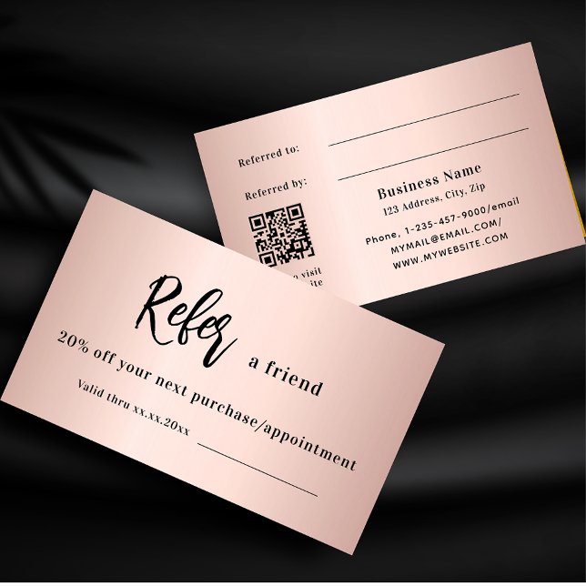 Rose Goldblush qr Geschäftsverweiskarte Rabattkarte (Von Creator hochgeladen)