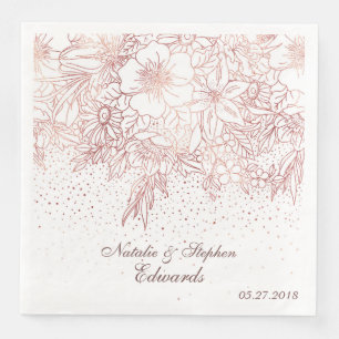 Rose Goldblütendudeln Konfetti Hochzeit Serviette