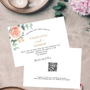 Rose Goldblütengrün QR UAWG details Hochzeit Einladung
