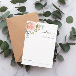 Rose Goldblütenhochzeit Hinweiskarte<br><div class="desc">Weiß, mit einer großen goldenen Rose in Rose, Blume und Eukalyptusgrün dekoriert. Personalisieren Sie Ihre Namen und fügen Sie sie hinzu.</div>