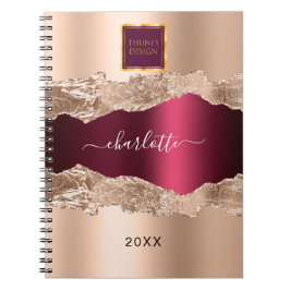 Rose goldbordeauxfarbenes Firmenlogo Notizblock