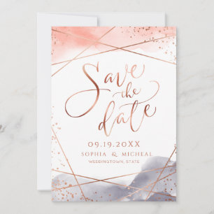 Rose Golddaunen Wasserfarbe Geometrische Kalligrap Save The Date
