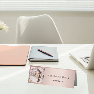 Rose Golddruckprofil Foto Name Geschäft Tischaufsteller