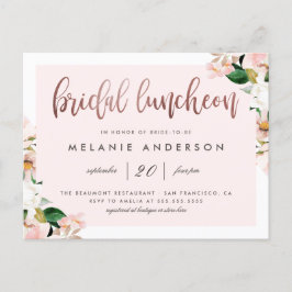 Rose Golden Bridal Luncheon Einladungspostkarte