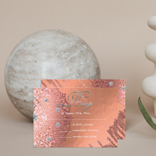 Rose Golden Foil Luxuriöses Glam Elegant Stilvolle Begleitkarte