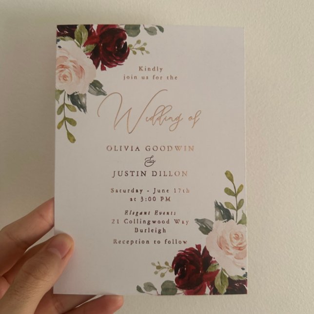 Rose Golden Foil Moderne Weinkultur und Erde Folieneinladung (Von Creator hochgeladen)