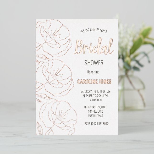 Rose Golden Foil Piazza della Riforma Brautparty Folieneinladung (Stehend vorne)