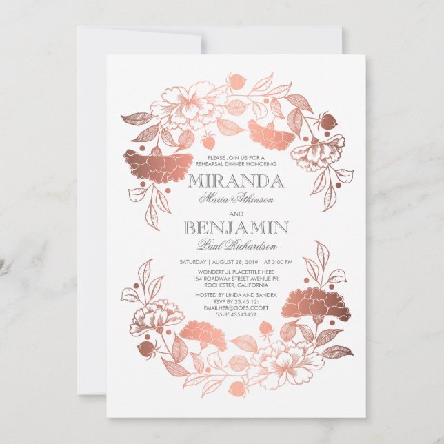 Rose Golden Peony Paradies für Kletterhexen: Elega Einladung (Vorderseite)