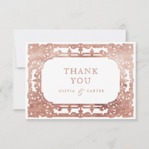 Rose Golden Romantik verzierte Hochzeit Dankeskarte