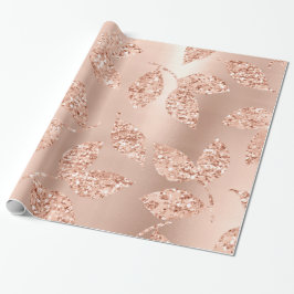 Rose Goldene Blätter Rosa Kupfer Glitzer Spark Bri Geschenkpapier