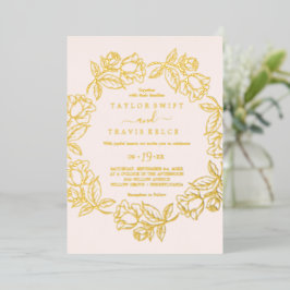 Rose Goldene Blütenhochzeit Folieneinladung