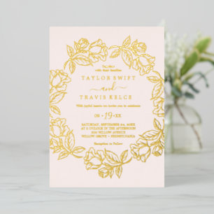 Rose Goldene Blütenhochzeit Folieneinladung