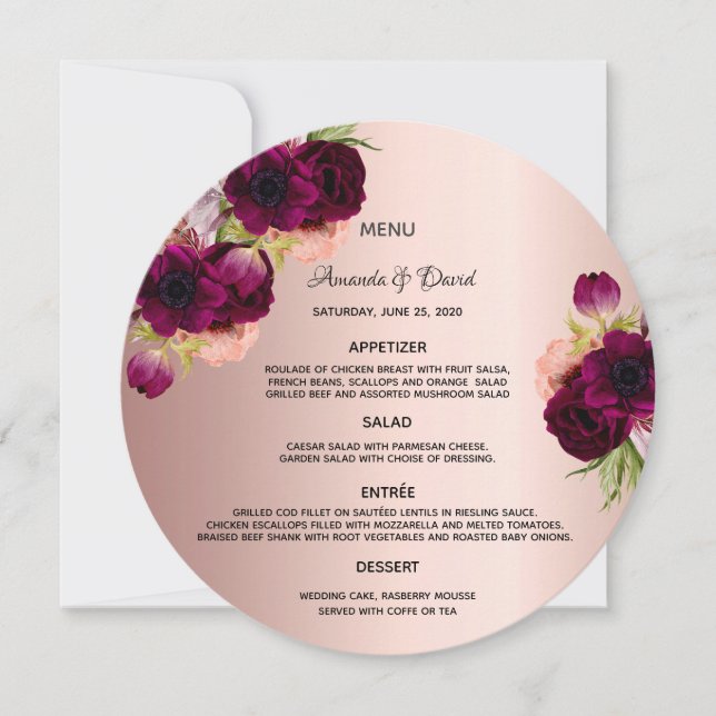Rose goldene Bordeaux Hochzeitskarte Einladung (Vorderseite)