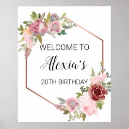 Rose Goldene geometrische Rosa Blume Poster