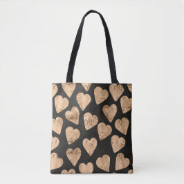 Rose goldene Herzen schwarze Einkaufstüte Tasche
