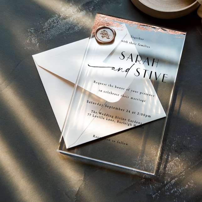 Rose Goldene Hochzeit Acryleinladungen (Von Creator hochgeladen)