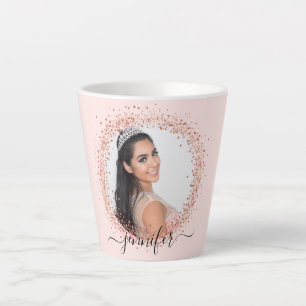 Rose Goldene Rosa Foto Namenskript Milchtasse