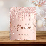 Rose Goldene Rose Glitzer Tropfen Monogramm Name 2 Planer<br><div class="desc">Ein Imitat Rose goldener Hintergrund mit eleganten Imitat Glitzer-Tropfen,  Farbe Tropfen aussehen. Personalisieren und fügen Sie einen Namen und ein Jahr. Ideal für Schule,  Arbeit oder Organisation Ihres Privat-/Familienlebens.</div>