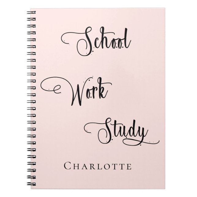 Rose Goldene Schwarze Schule Studie Typografie Notizblock (Vorderseite)