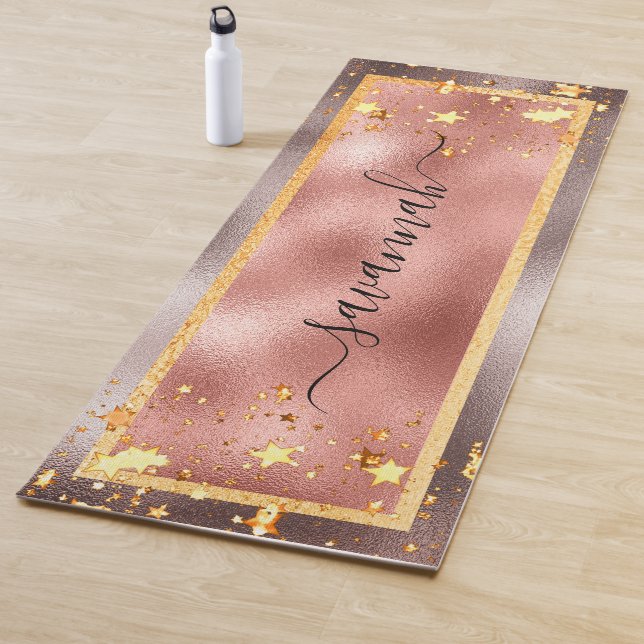 Rose goldene Sterne nennen Drehbuch glamourös Yogamatte (Beispiel)