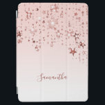 Rose goldene Sterne ombre mädchenhaft iPad Air Hülle<br><div class="desc">Ein elegantes,  mädchenhaftes und gläsernes Gehäuse. Rose Gold leuchtende Sterne.  Eine leichte,  weiche Rose Gold,  weißer Farbverlauf. Geben Sie Ihren Namen ein,  der mit einem modernen handgeschriebenen Stilskript geschrieben wurde. Rose goldfarbene Buchstaben.</div>