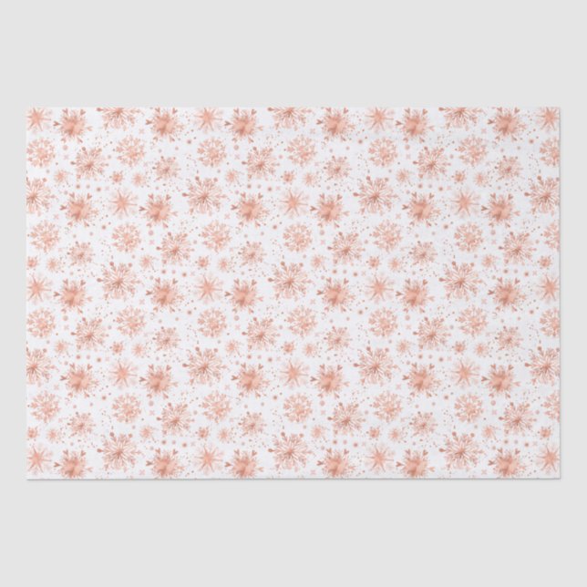 Rose Goldene Winterschneeflocken auf weißem Muster Seidenpapier (Vorderseite)