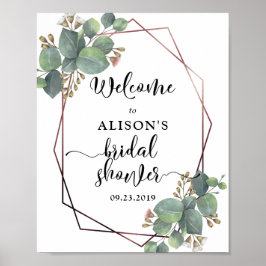 Rose Goldener Rahmen Eukalyptus Brautparty Poster