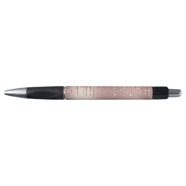 Rose Goldener Schwarz-Glitzer-Pen mit benutzerdefi Kugelschreiber (Vorderseite)