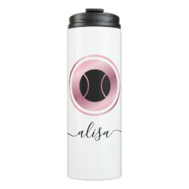 Rose Goldenes Schwarzes Tennis Ball Eleganter Spie Thermosbecher