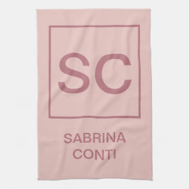 Rose Goldfarbe beruflich einfache Monogrammbezeich Geschirrtuch